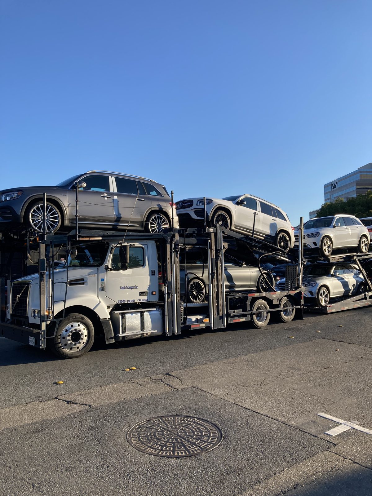 Canda Transport Volvo with loaded car-hauler trailer